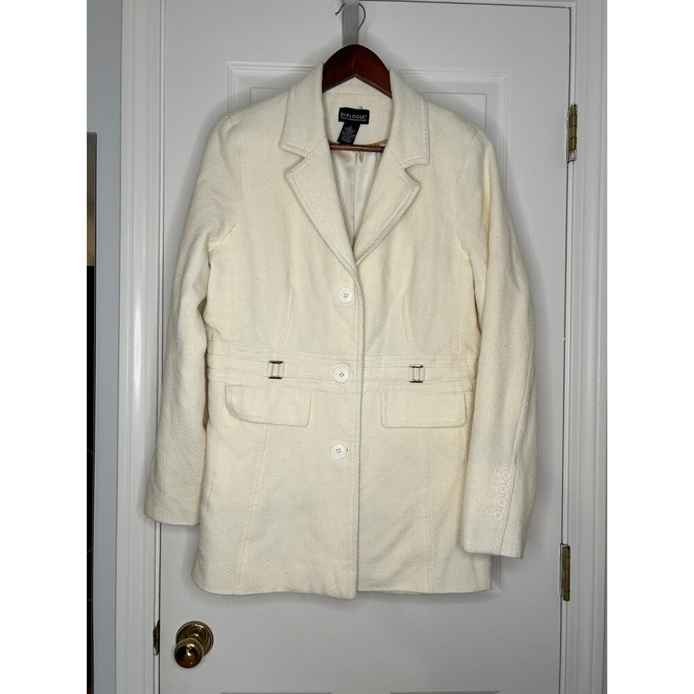 Dialogue Womens White Blazer Jacket Medium Structured Career Classic